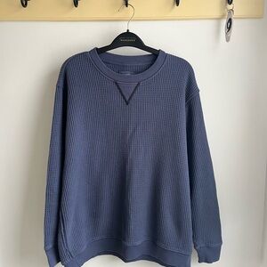 aerie Waffle Crewneck Sweater in Navy